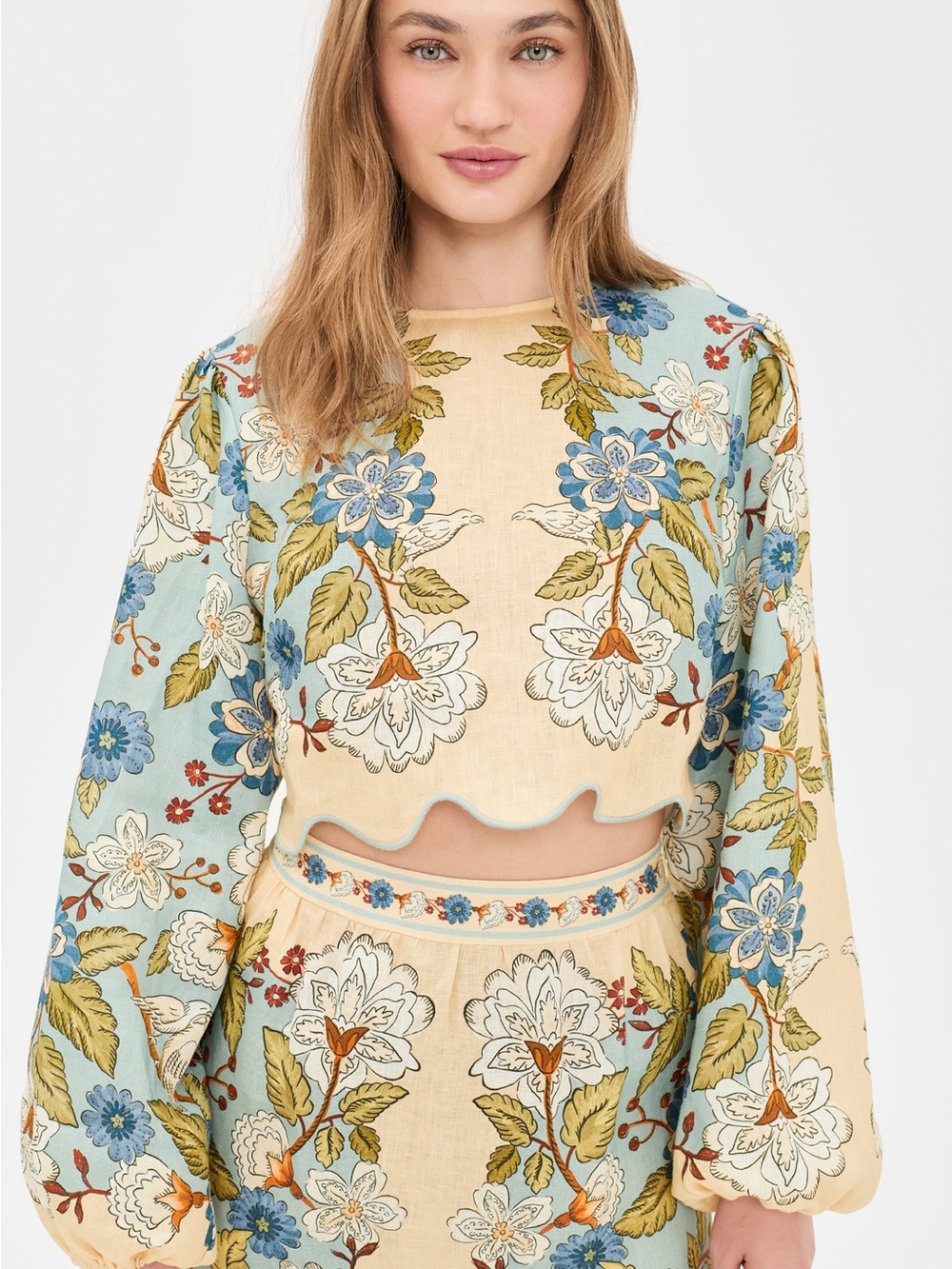 Farm Rio Garden Scarf Longsleeve Blouse